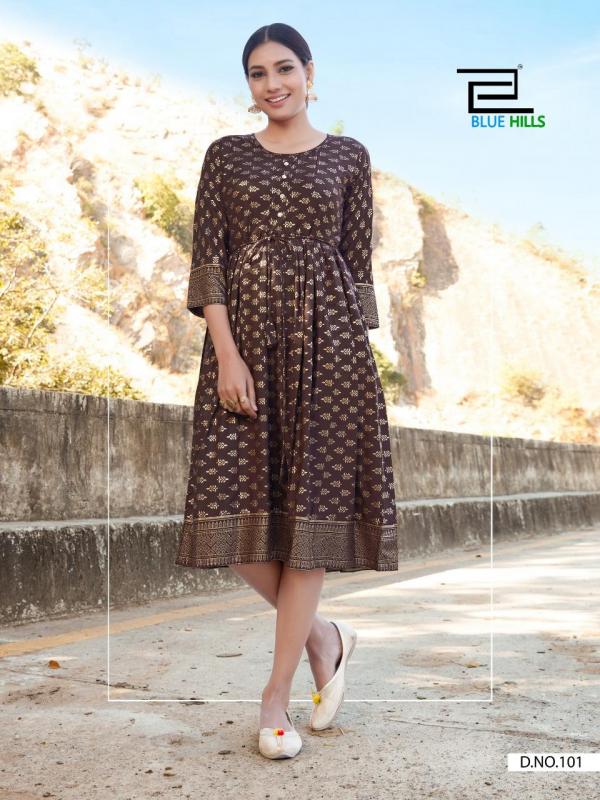 Blue Hills Payal 1-Rayon-With-Gold-Print-Kurti